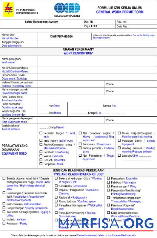 Realistic General work permit example